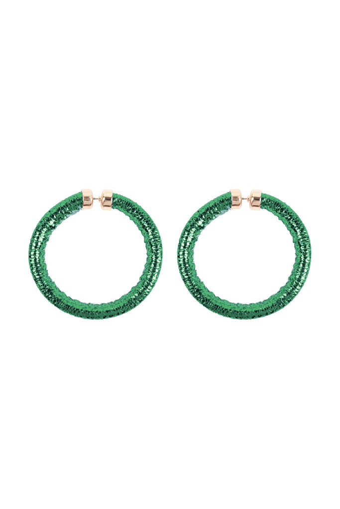 GLITTER PU LEATHER HOOP EARRINGS