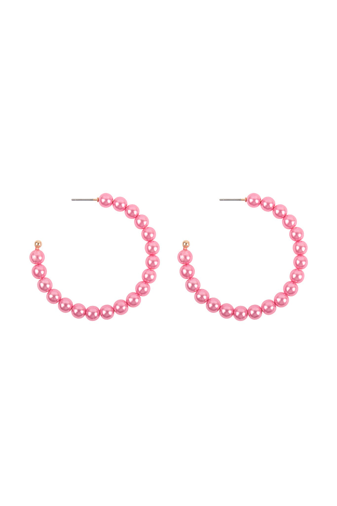 METALLIC PEARL HOOP EARRINGS