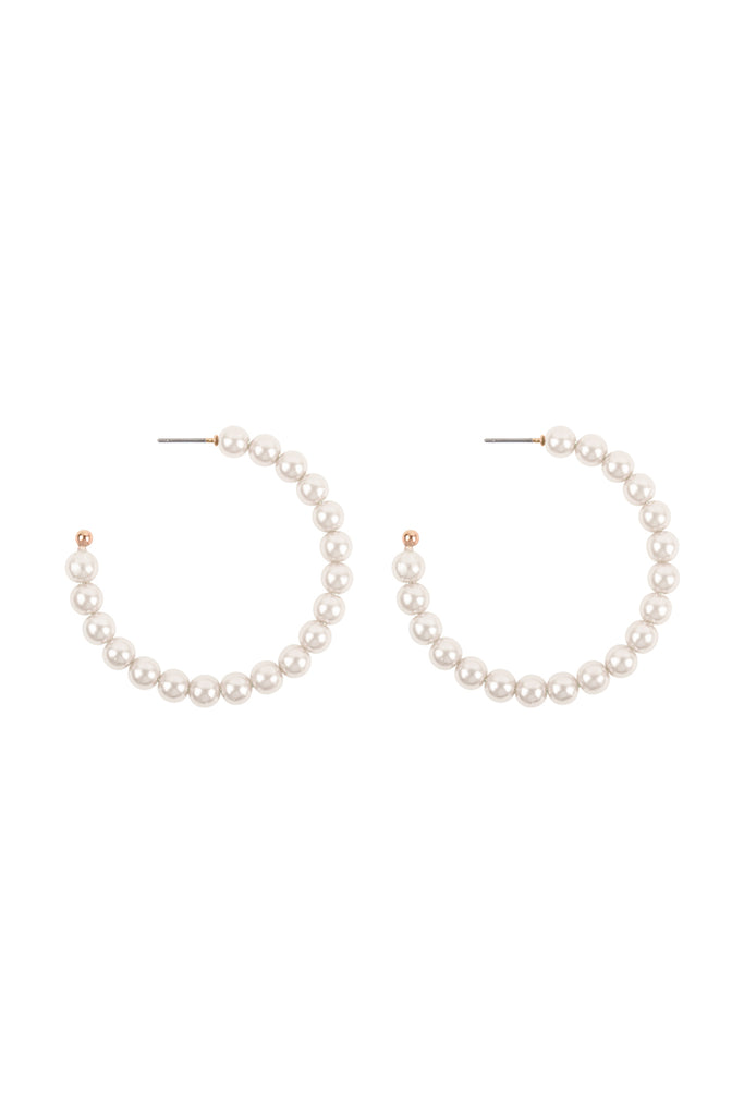 METALLIC PEARL HOOP EARRINGS