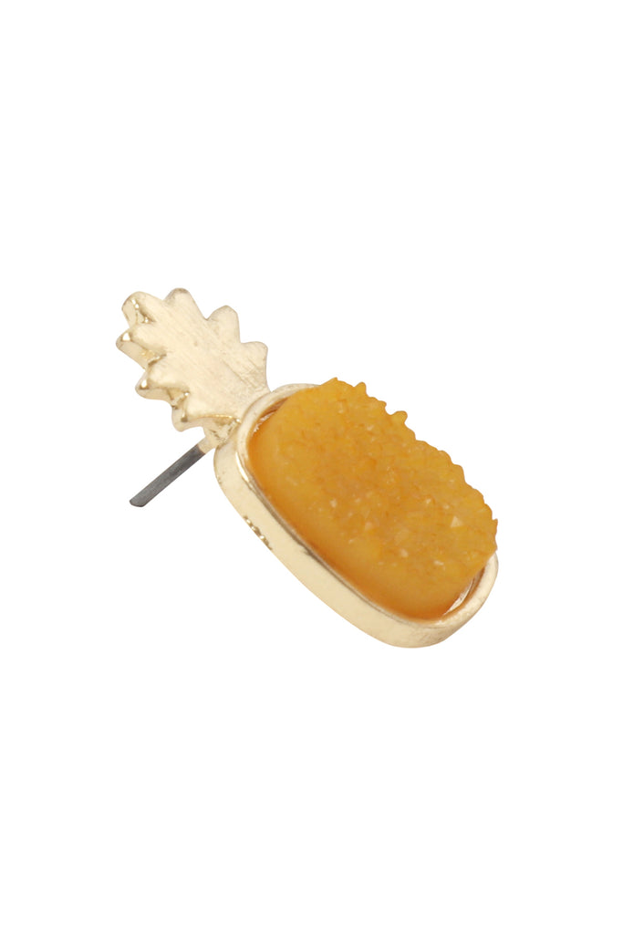 METAL DRUZY PINEAPPLE POST EARRINGS