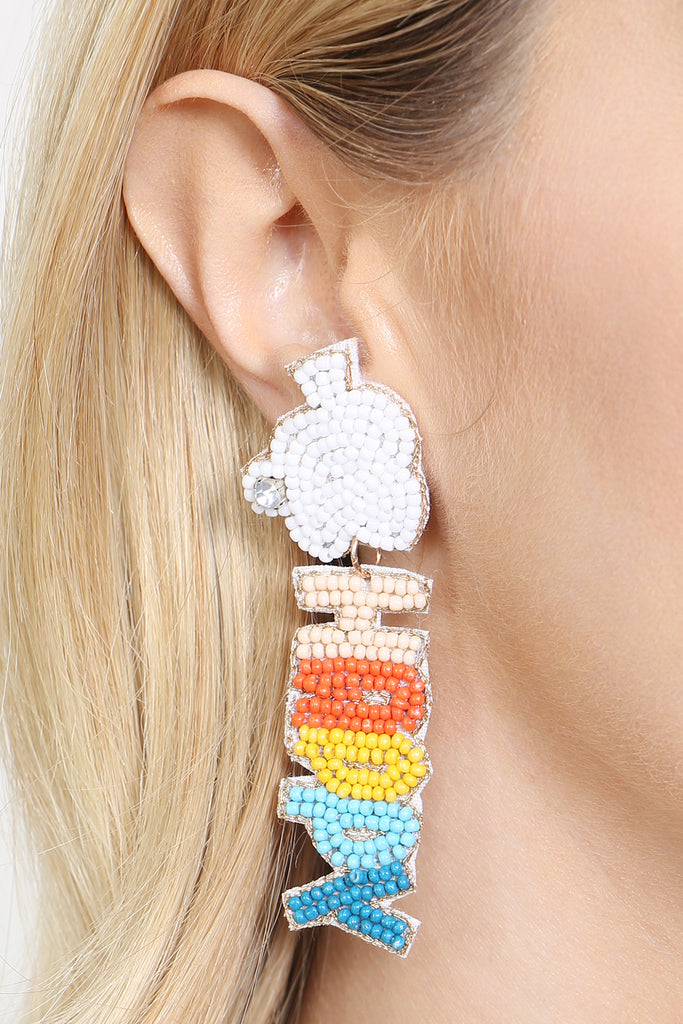 HAPPY EASTER SEED BEAD DROP EARRINGS