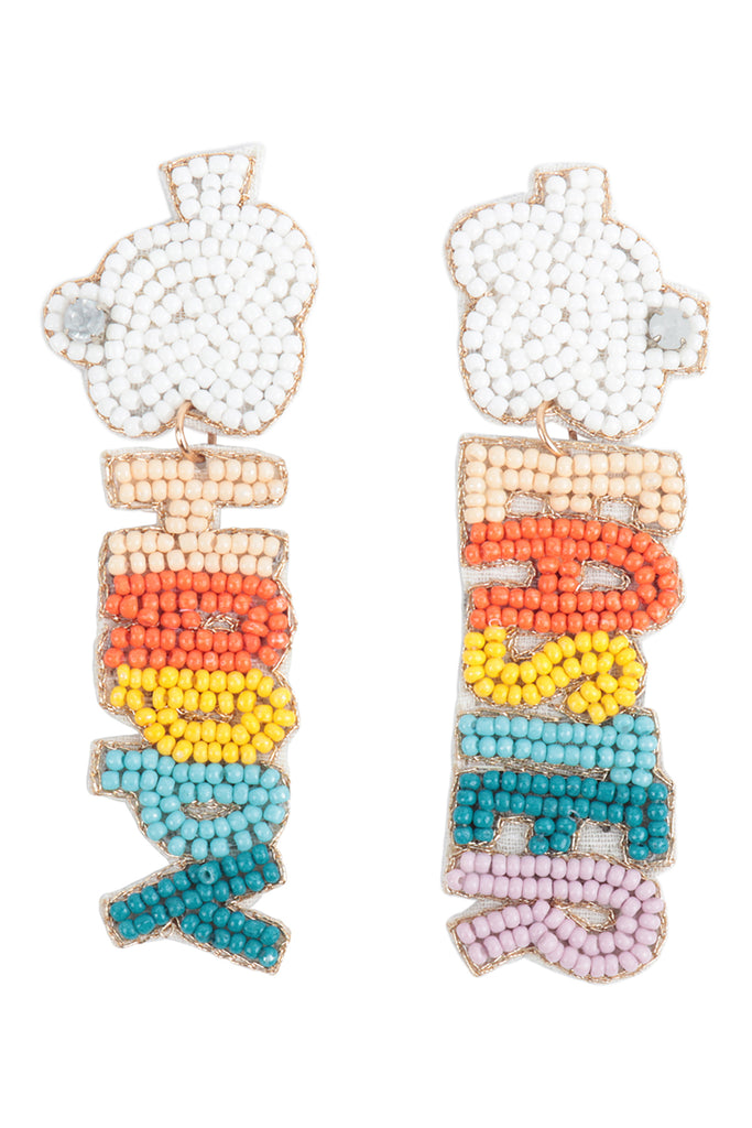 HAPPY EASTER SEED BEAD DROP EARRINGS