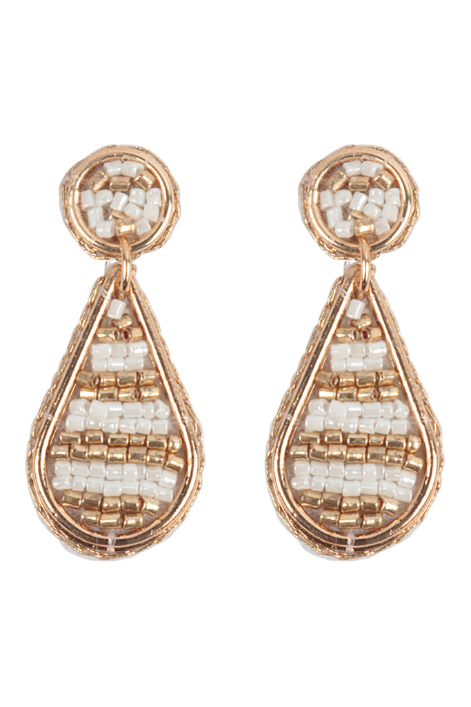 COLOR BLOCK TEARDROP SEED BEAD EARRINGS