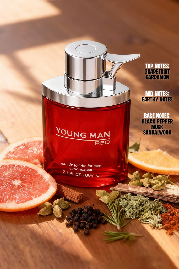 YOUNG MAN RED SPRAY PERFUME EAU DE PARFUM FOR MEN - 100ML/3.4FL.OZ