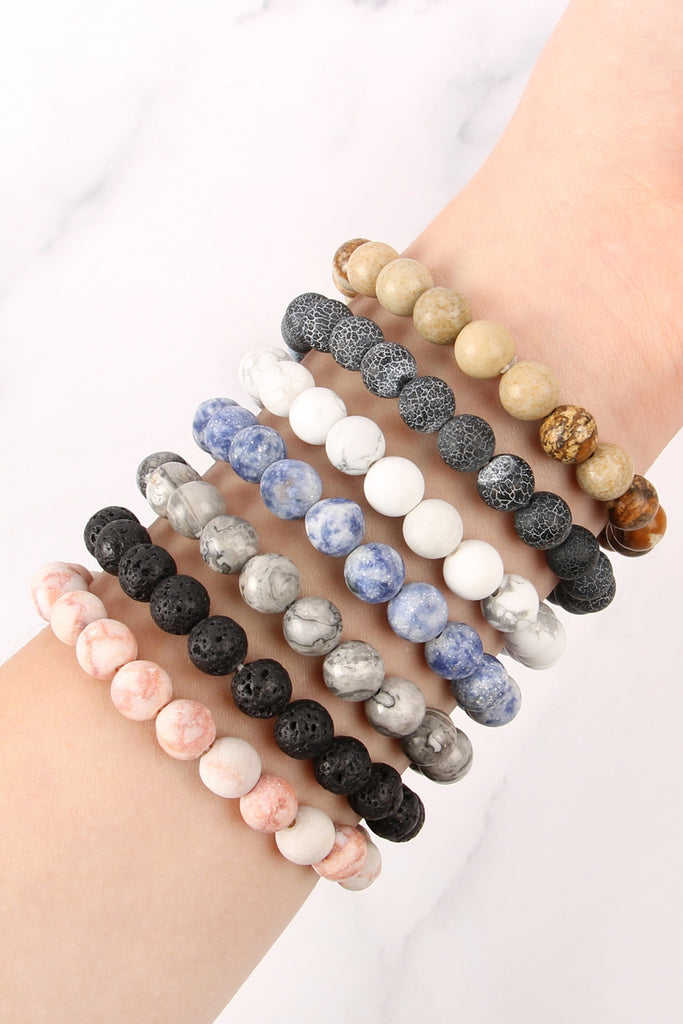 Brown 8mm NATURAL BEAD STRETCH BRACELET