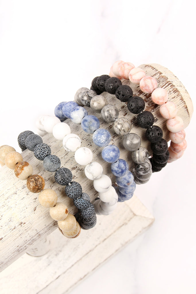 Brown 8mm NATURAL BEAD STRETCH BRACELET