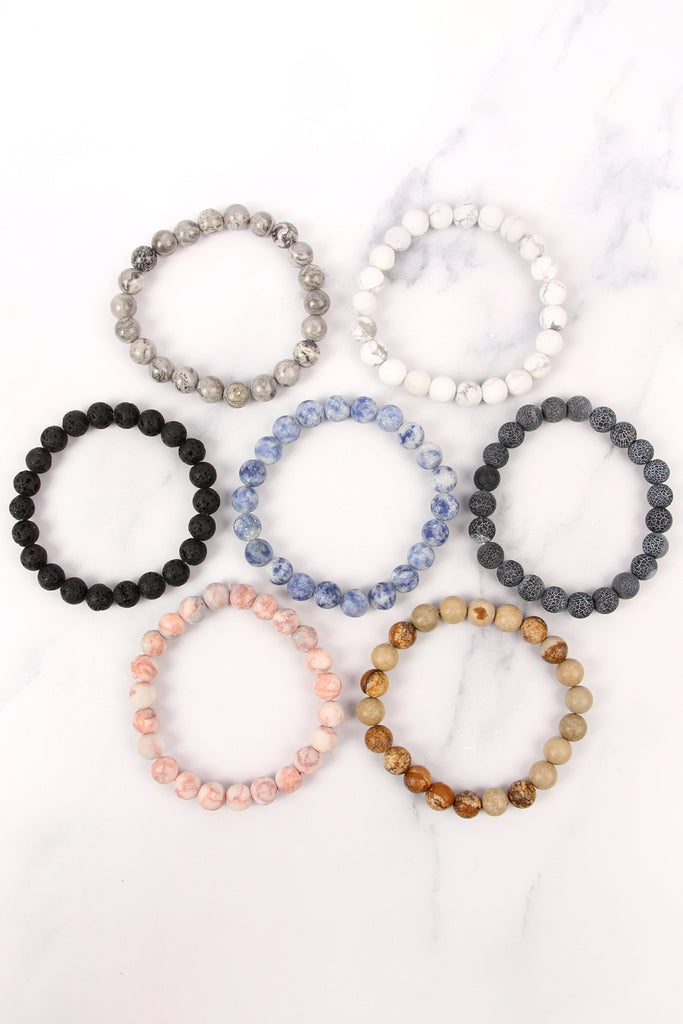Brown 8mm NATURAL BEAD STRETCH BRACELET
