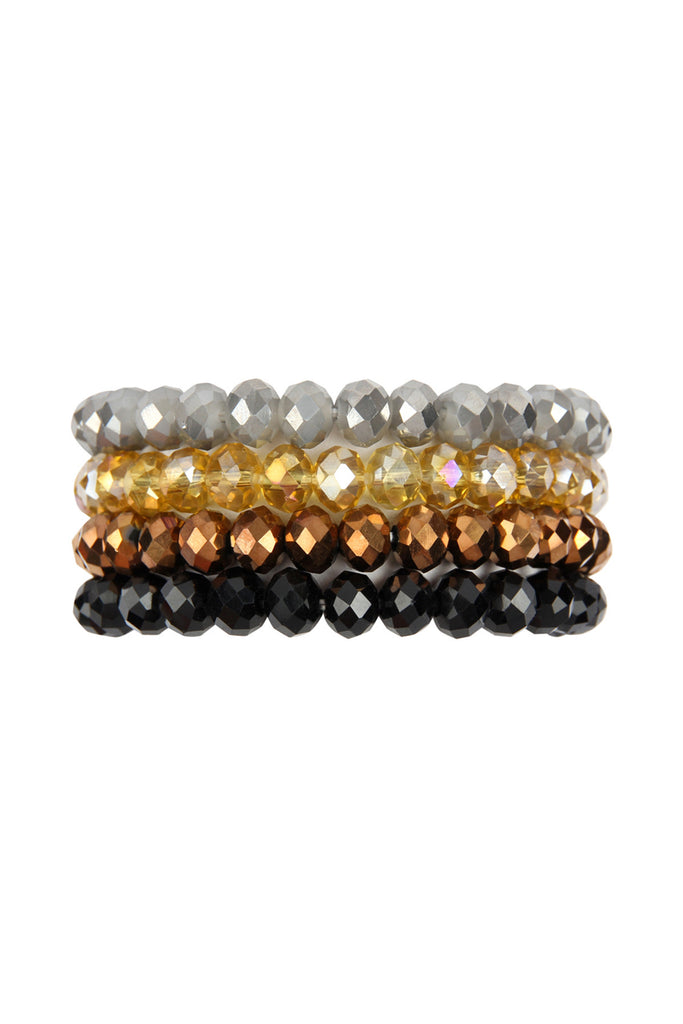FOUR LINE CRYSTAL BEADS STRETCH BRACELET