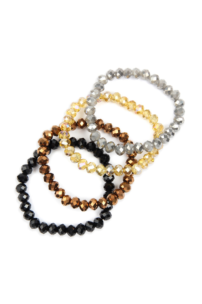 FOUR LINE CRYSTAL BEADS STRETCH BRACELET
