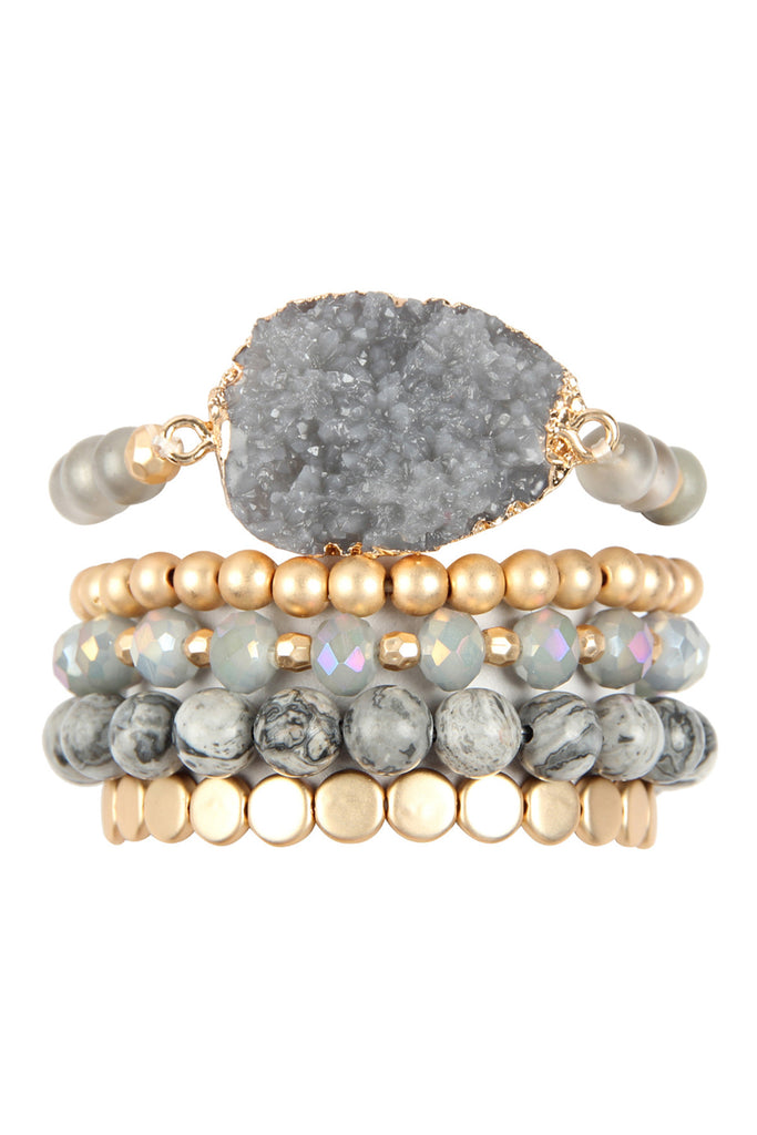 DRUZY CHARM MIXED BRACELET SET