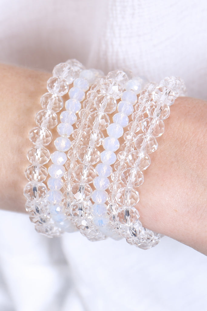 SEVEN LINES GLASS BEADS STRETCH BRACELET