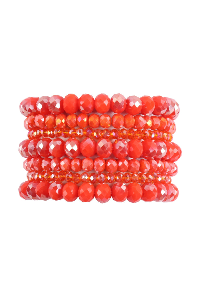 SEVEN LINES GLASS BEADS STRETCH BRACELET