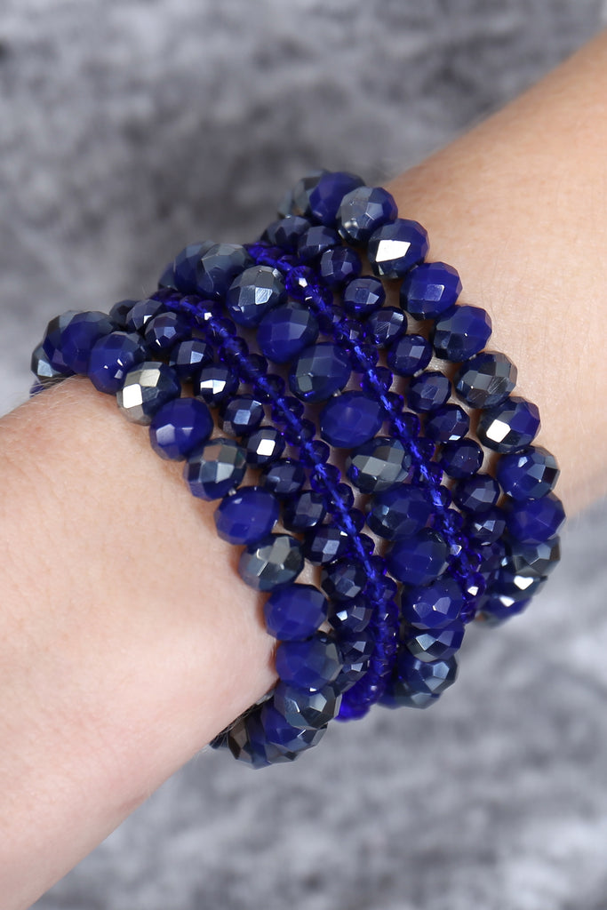 SEVEN LINES GLASS BEADS STRETCH BRACELET