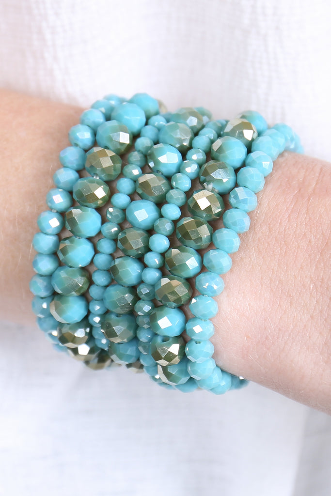 SEVEN LINES GLASS BEADS STRETCH BRACELET
