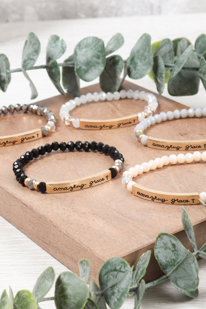 HDB3006 - "AMAZING GRACE" RONDELLE BEADS STRETCHABLE BRACELET