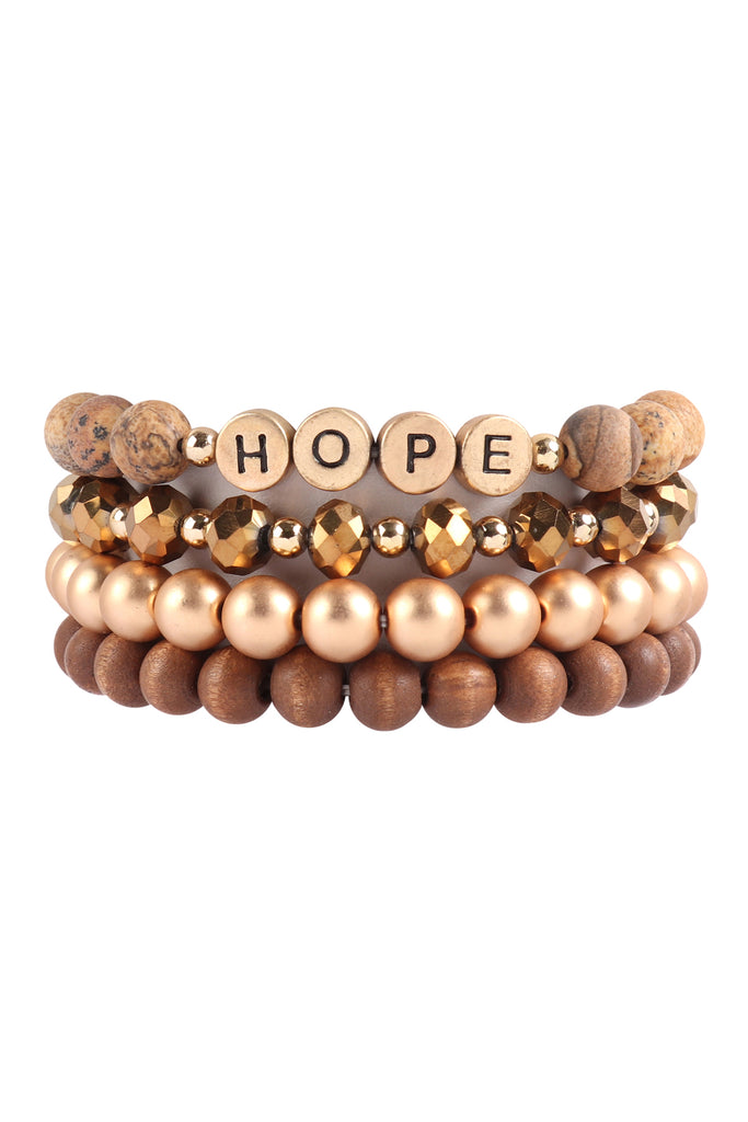 HDB3024 - "HOPE" CHARM MULTILINE BEADED BRACELET