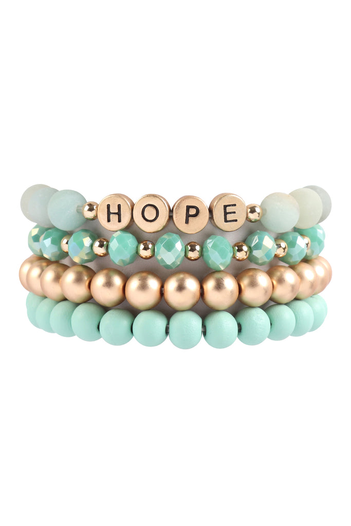 HDB3024 - "HOPE" CHARM MULTILINE BEADED BRACELET