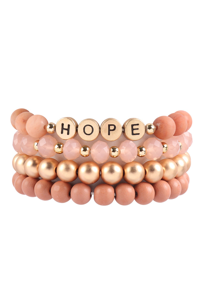 HDB3024 - "HOPE" CHARM MULTILINE BEADED BRACELET