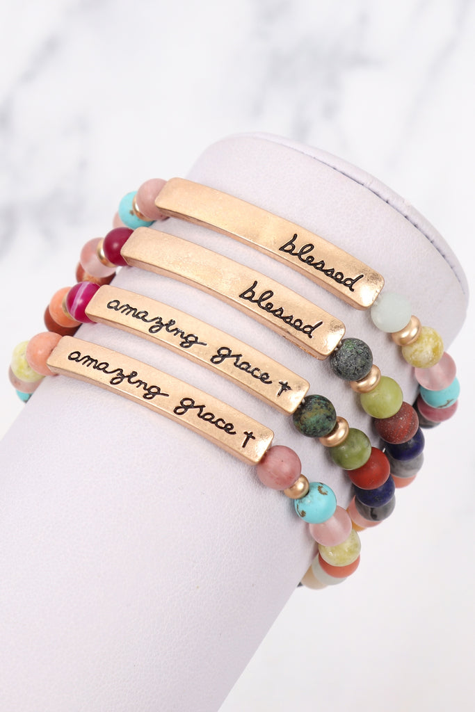 "Amazing Grace" Natural Stone Message Bracelet