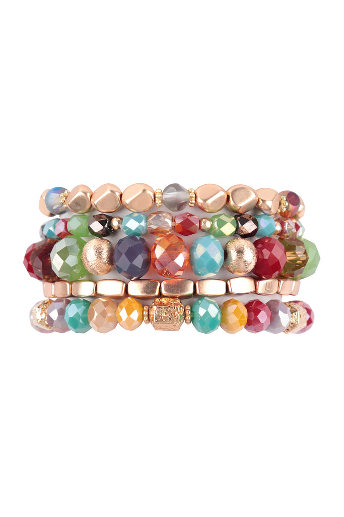 RONDELLE BEADS CCB CHARM STRETCH BRACELET