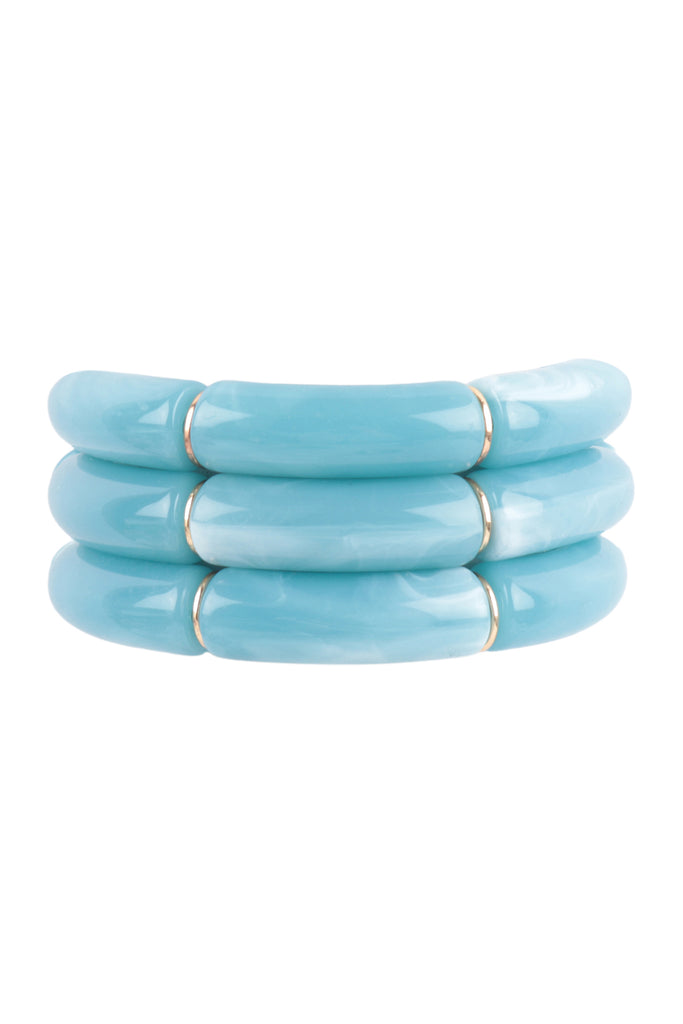 TUBULAR BEAD ACRYLIC 3 SET BANGLE BRACELET