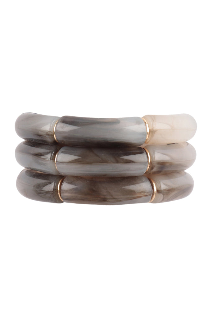 TUBULAR BEAD ACRYLIC 3 SET BANGLE BRACELET