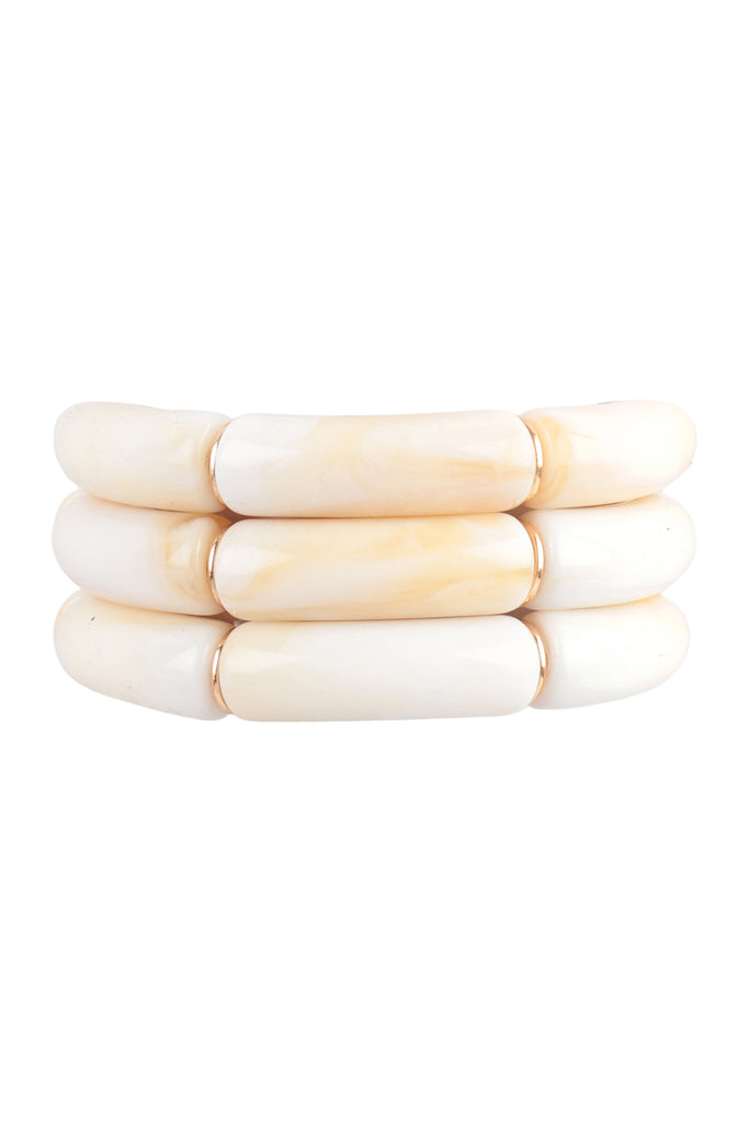 TUBULAR BEAD ACRYLIC 3 SET BANGLE BRACELET