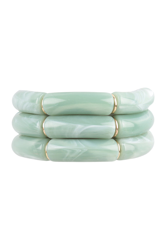 TUBULAR BEAD ACRYLIC 3 SET BANGLE BRACELET