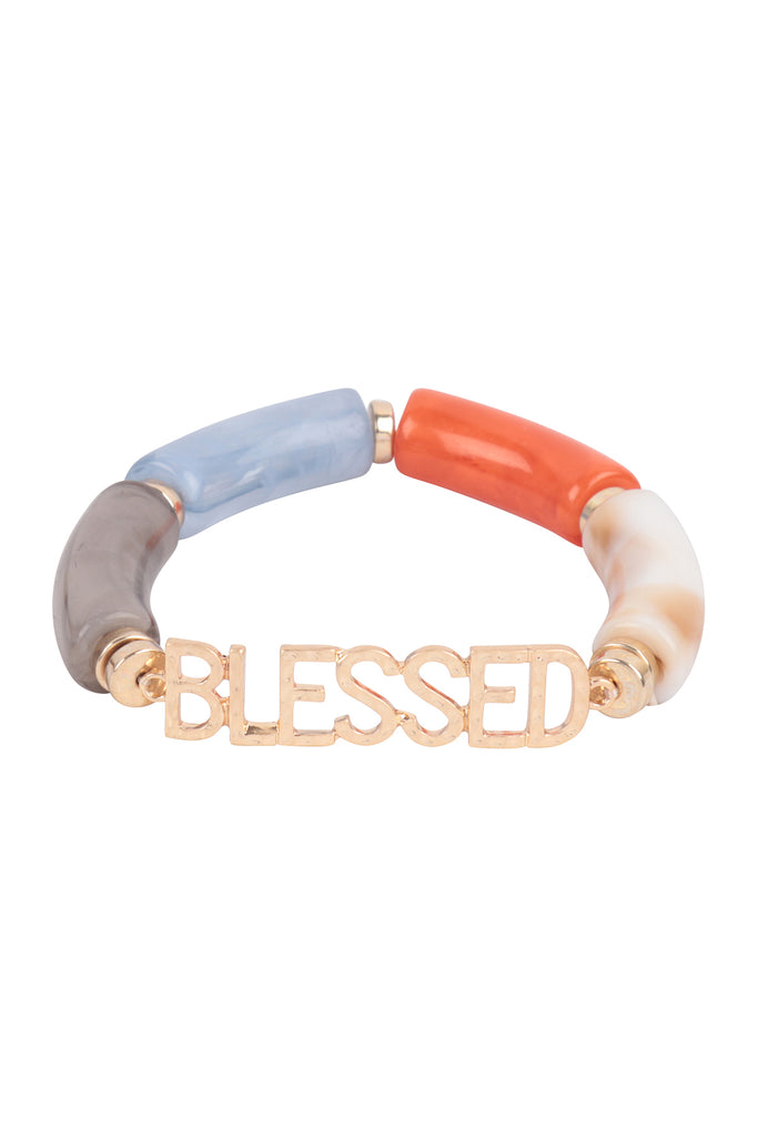BLESSED TUBULAR BEADS RESIN STRETCH BRACELET