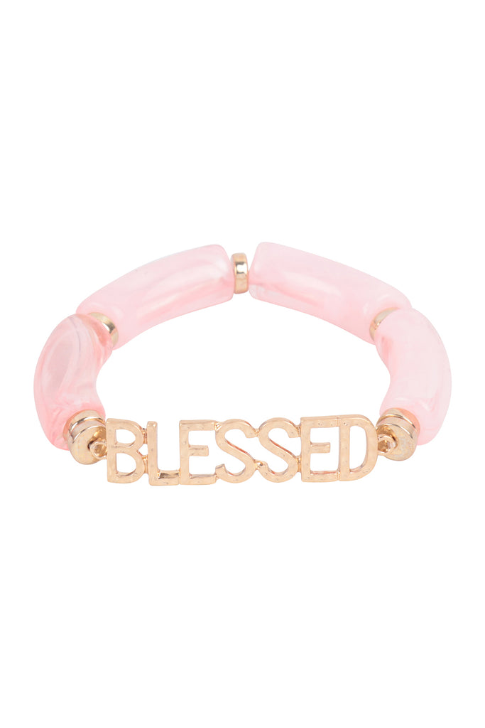 BLESSED TUBULAR BEADS RESIN STRETCH BRACELET