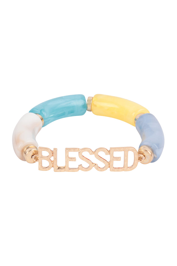 BLESSED TUBULAR BEADS RESIN STRETCH BRACELET