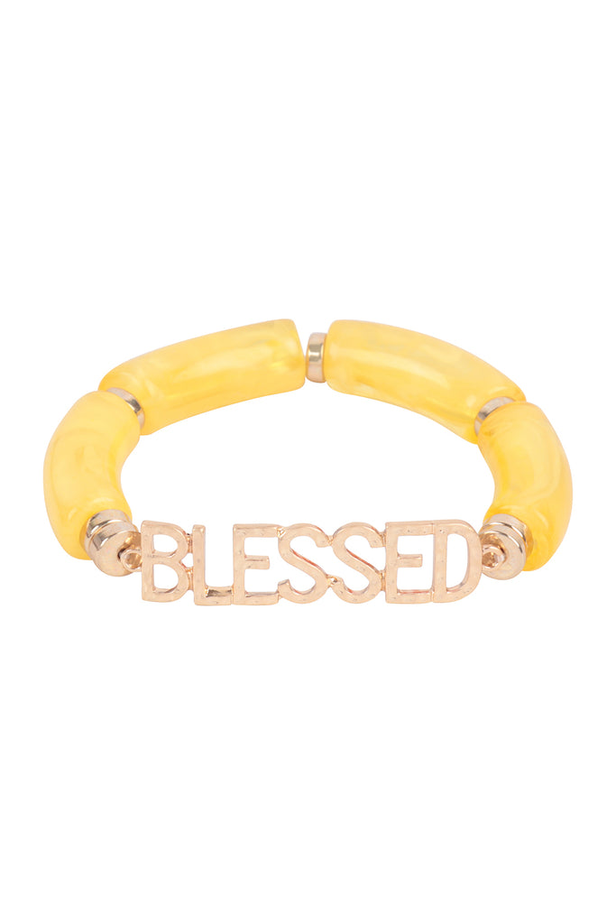 BLESSED TUBULAR BEADS RESIN STRETCH BRACELET
