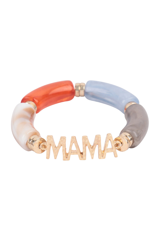 MAMA TUBULAR BEADS RESIN STRETCH BRACELET