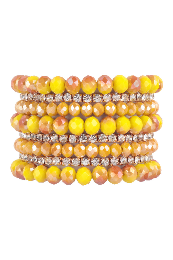 RONDELLE, RHINESTONE BEADS STACKABLE BRACELET SET