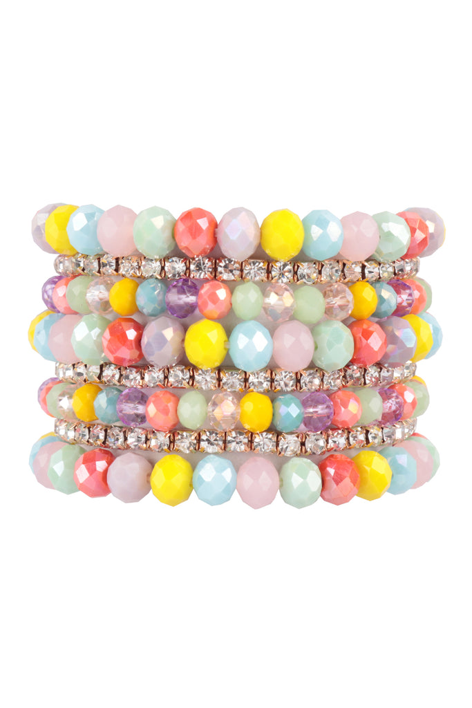 RONDELLE, RHINESTONE BEADS STACKABLE BRACELET SET