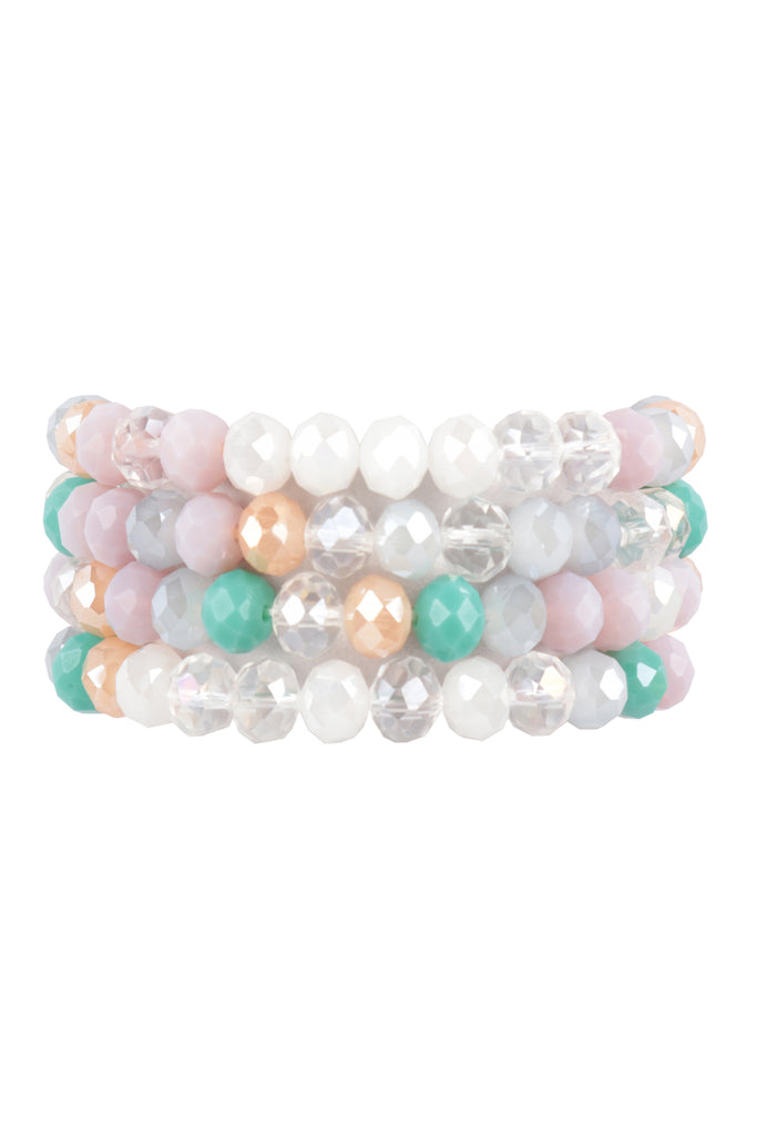RONDELLE BEADS 4 LAYERED STACKABLE STRETCH BRACELET SET