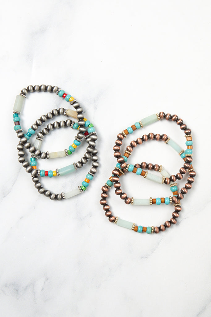 BOHO WOOD BEADS LAYERED WESTERN BRACELET