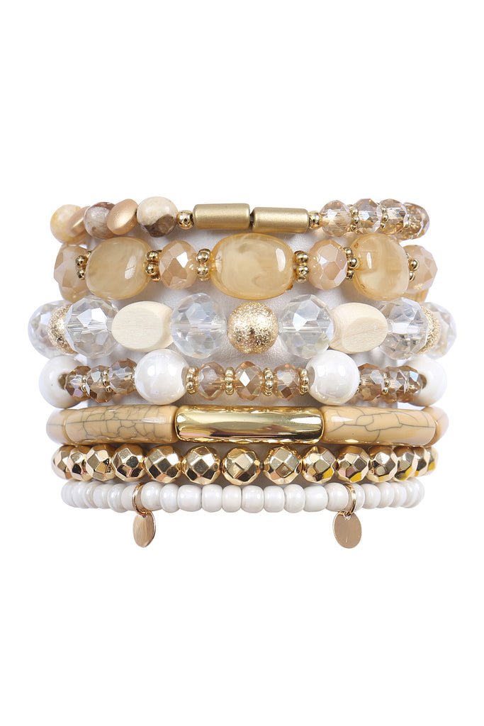 CHARM MIX BEADS GLASS TUBULAR LAYERED VERSATILE BRACELET SET
