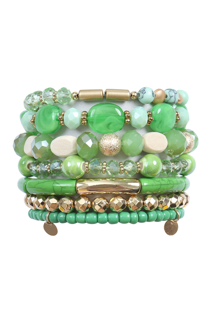 CHARM MIX BEADS GLASS TUBULAR LAYERED VERSATILE BRACELET SET