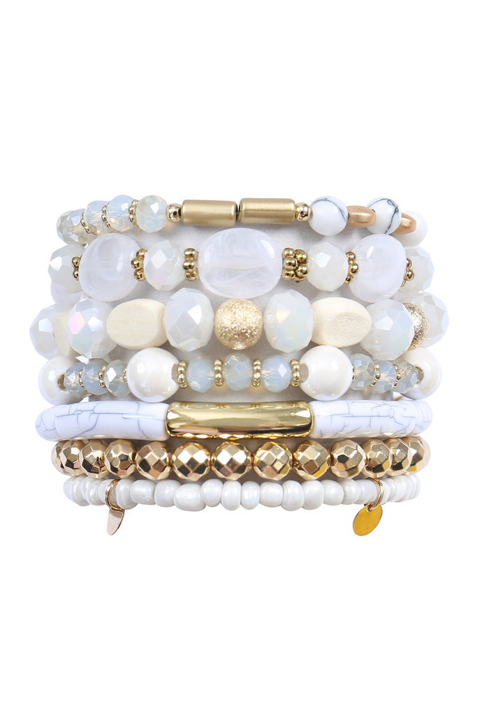 CHARM MIX BEADS GLASS TUBULAR LAYERED VERSATILE BRACELET SET