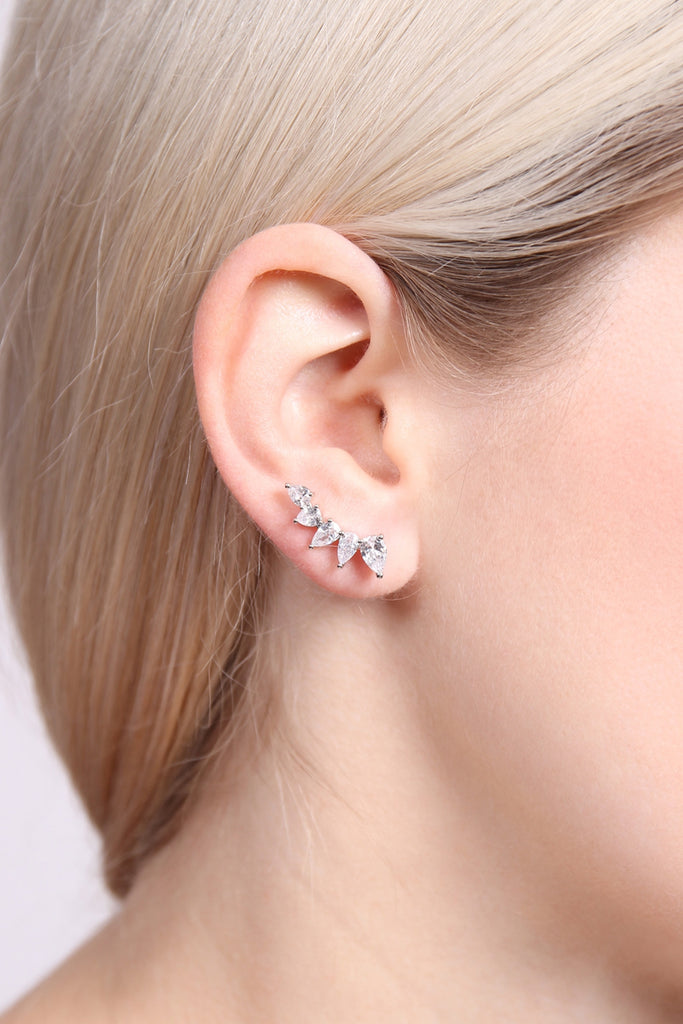 TEARDROP CUBIC ZIRCONIA CRAWLER EARRINGS