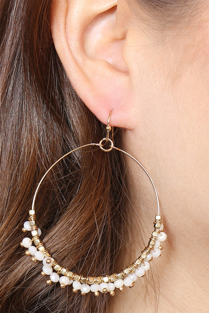 BEADED HOOP DANGLE EARRINGS