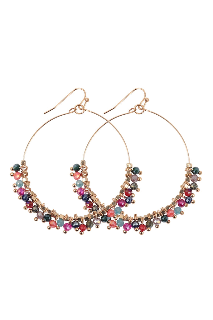 BEADED HOOP DANGLE EARRINGS