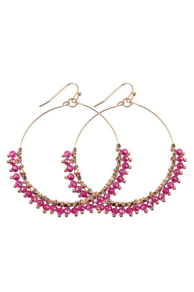 BEADED HOOP DANGLE EARRINGS