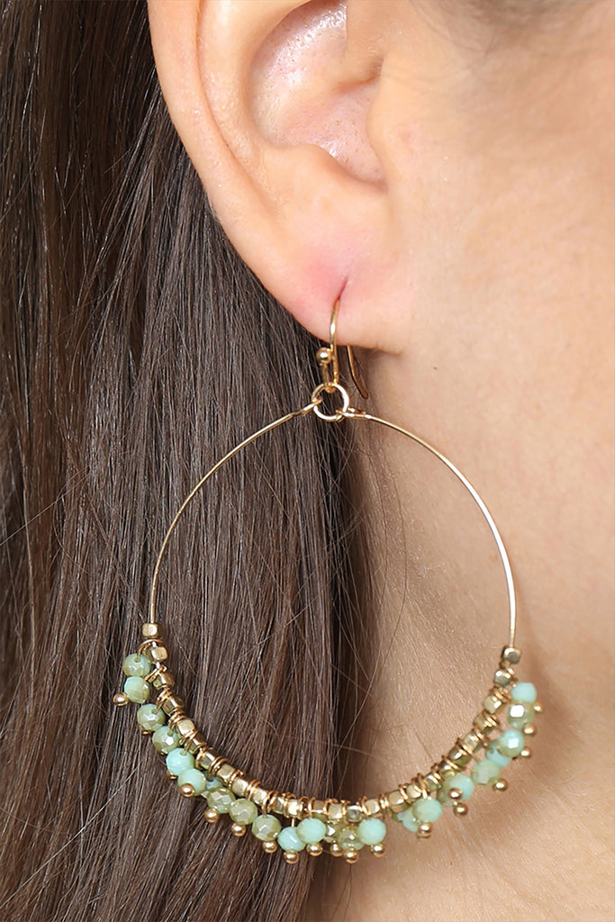 BEADED HOOP DANGLE EARRINGS