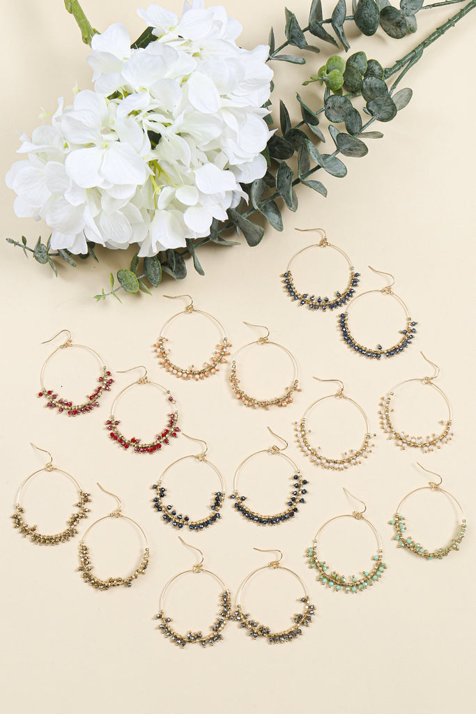 BEADED HOOP DANGLE EARRINGS