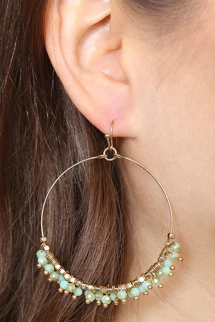 BEADED HOOP DANGLE EARRINGS