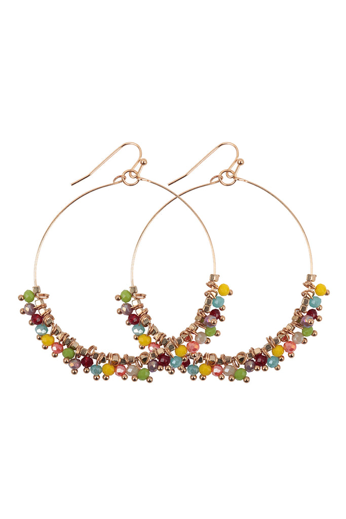 BEADED HOOP DANGLE EARRINGS