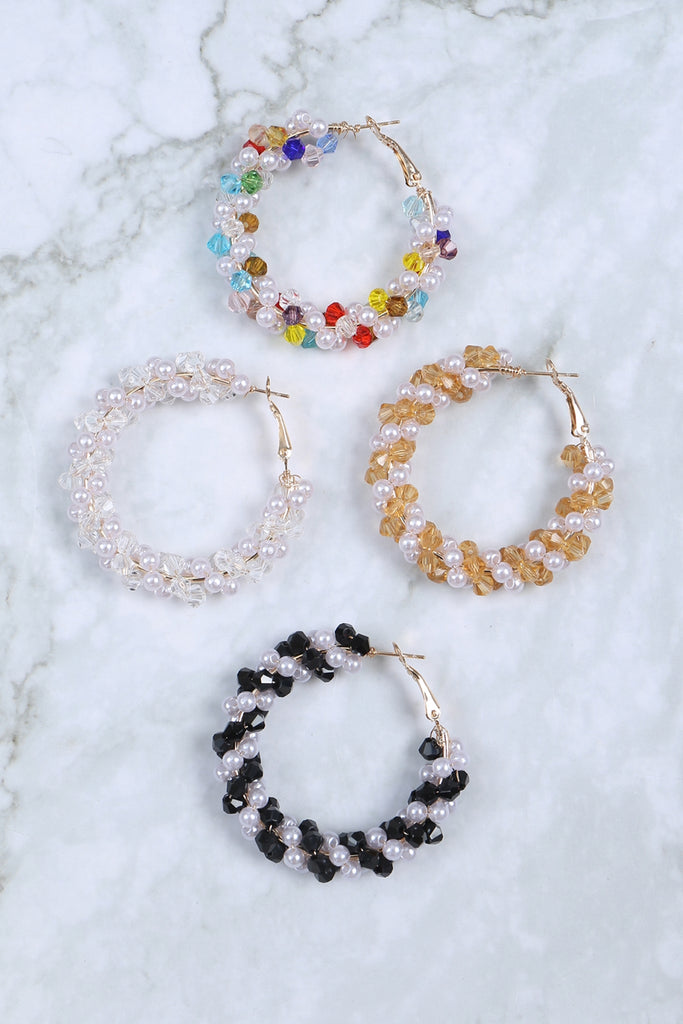 WRAP PEARL GLASS BEADS BOHO EARRINGS SET