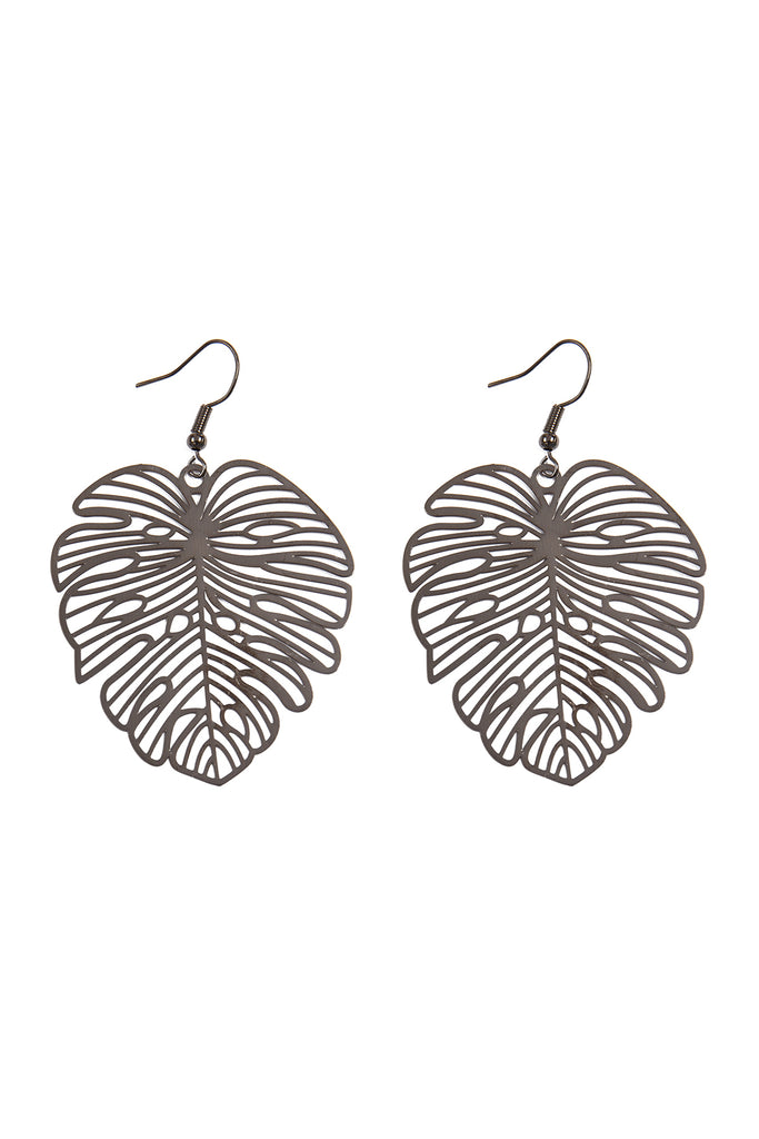 MONSTERA LEAF LASER CUT FILIGREE EARRINGS